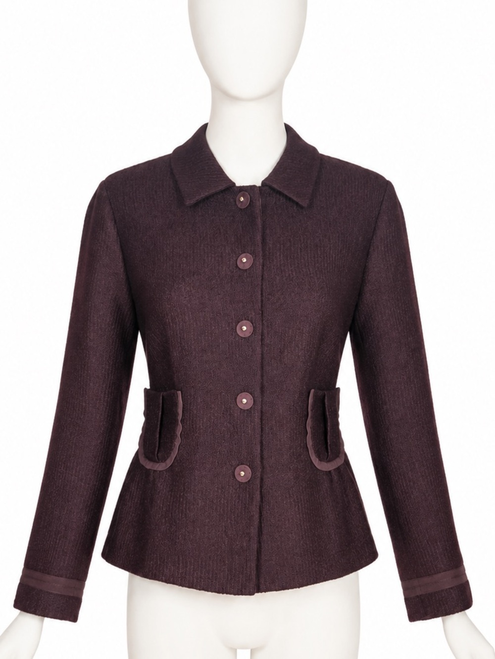 Prada Burgundy Wool Jacket with Pockets Size 46 - Picture 1 of 14